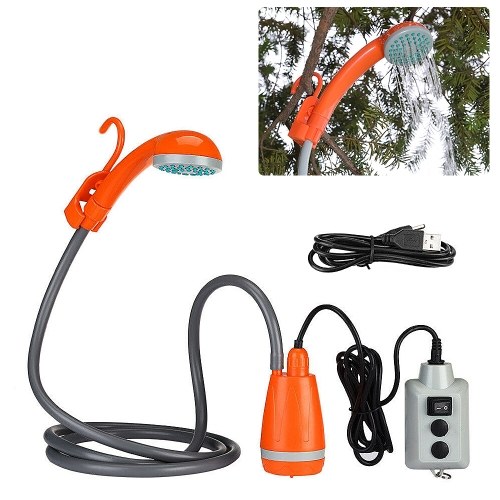 Portable Camping Shower Outdoor Camping Shower Pump Rechargeable Shower Head for Camping Hiking Traveling 