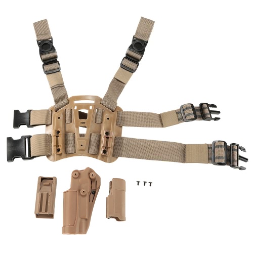 

4 in 1 Tactical Hunting Paintball Airsoft Drop Leg Thigh Rig Holster Platform w/ 2 Pouches for 1911