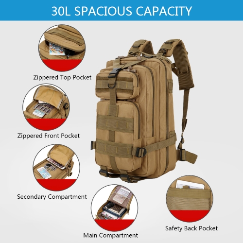 

Lixada 30L Assault Pack Army Molle Bug Out Bag