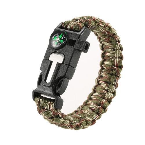 Lixada 3PCS 5-In-1 Outdoor Paracord Survival Kit Including Compass Fire Starter Emergency Knife Whistle