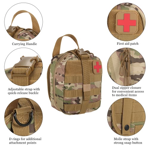 

Outdoor Medical First Aid Pouch MOLLE System Utility Bag with First Aid Patch