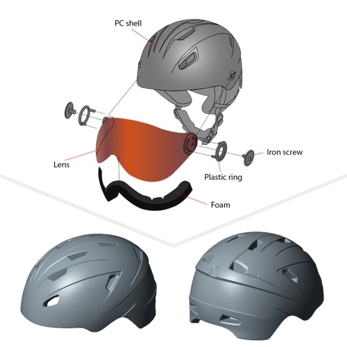 Ski Helmet with Removable Goggles Inner Lining and Ear Pads Lightweight Snowboard Helmet for Men and Women for Snowboarding and Biking 