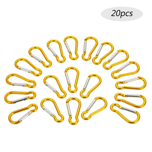 

Lixada 20PCS 2.5"/6CM Aluminum Carabiner Clip Durable Spring-loaded Keychain Hook Pack for Home Camping Fishing Hiking Traveling and Key Chain