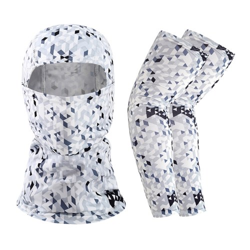 

Summer Face Cover Arm Sleeves Set Women Men Breathable Face Protection Sun Protection Long Arm Sleeves for Camping Cycling Running Mounteering Fishing