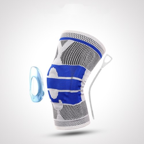 

Basketball Support Silicone Padded Knee Pads Breathable Kneepad Protection Gery+blue M
