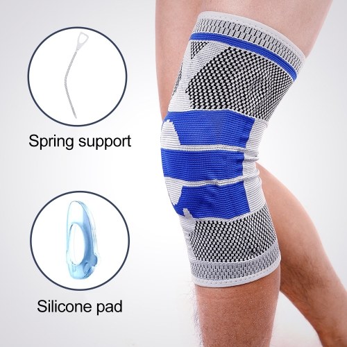 

Basketball Support Silicone Padded Knee Pads Breathable Kneepad Protection Gery+blue M
