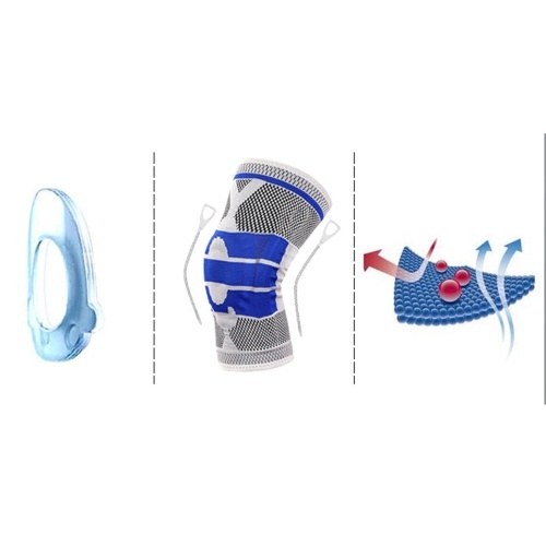Supporto per pallacanestro Ginocchiere imbottite in silicone Protezione ginocchiera traspirante Gery + blu M