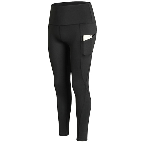 

Woman High Waist Yoga Pants Quick-dry Sports Pants Yoga Leggings Workout Pants with Pocket Dark Blue L