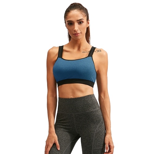 

Fitness Women Yoga Bras Tank Top Padded Workout Vest Backless Racerback Splice Color Running Gym Push Up Sport Brassiere