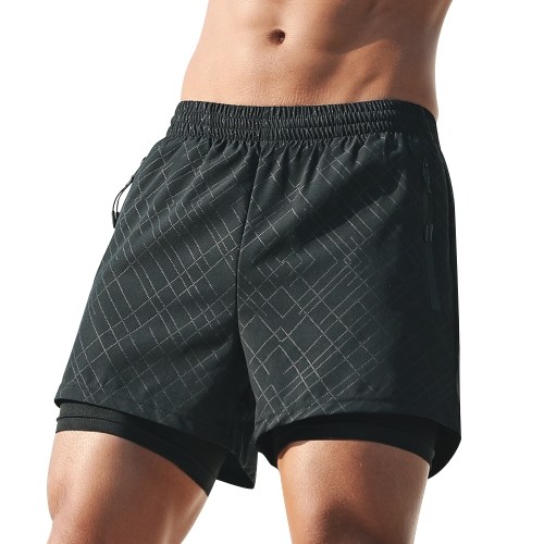 

Men's 2 in 1 Running Shorts with Pockets Liner Gym Training Fitness Workout Short Pants