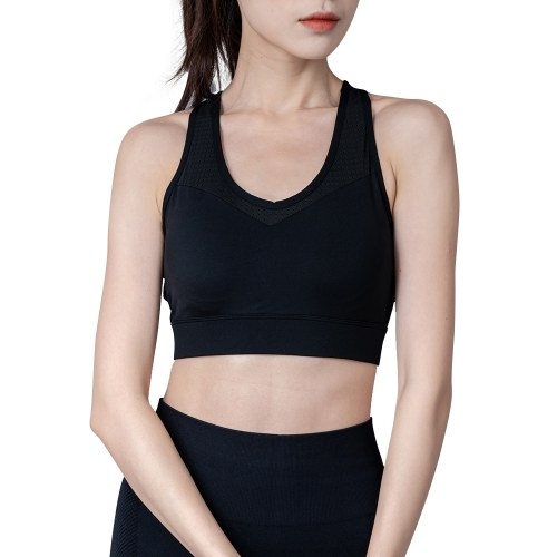 Woman Sports Bra Push-up Shockproof Quick Dry Padded Crop-Top Splicing Tank-Top Underwear Yoga Workout Fitness Running