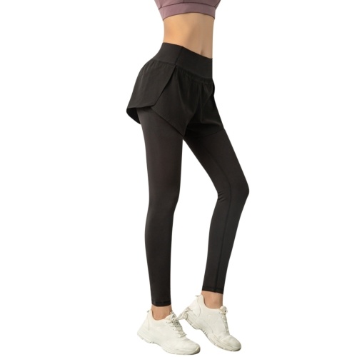 2 in 1 Women Yoga Pants Quick Dry High Waist Seamless Compression Leggings High Elastic for Fitness Running Gym Sports Trouser