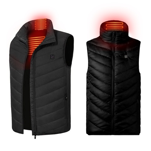 Chaleco de abrigo con calefacción USB para exteriores, ropa térmica eléctrica flexible de invierno, cuello alto, pesca, senderismo, ropa de abrigo