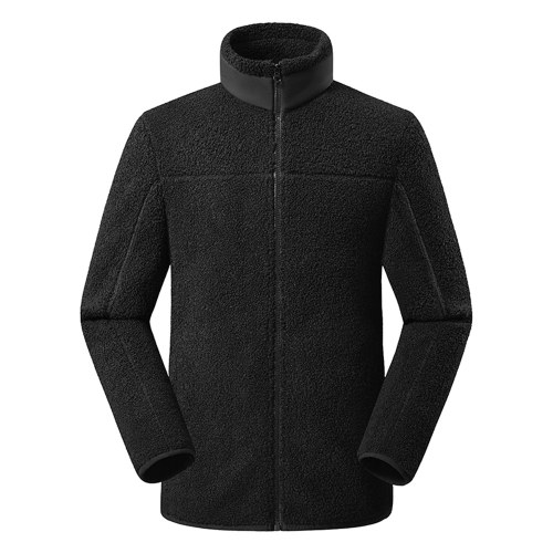 

Sherpa Jackets Fuzzy Fleece Teddy Cardigan Side Pockets Zipper Stand Collar Coat for Man Women Winter