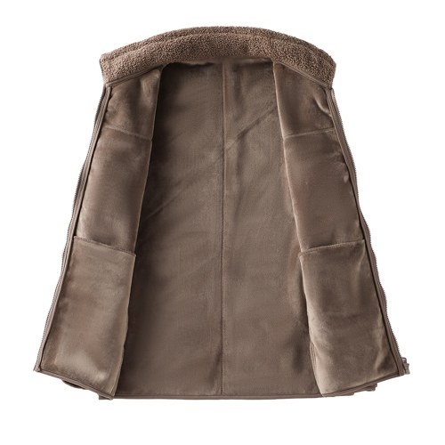 

Sherpa Jackets Fuzzy Fleece Teddy Cardigan Side Pockets Zipper Stand Collar Coat for Man Winter