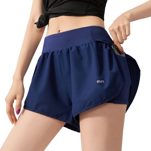 

Women Running Shorts 2-in-1 with Pocket Wide Waistband Compression Liner Lounging Sport Yoga Leggings Fitness Workout Athletic Gym Home Sportswear