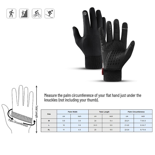 Winter Men Women Cycling Gloves Waterproof Windproof Fleece Lining Touchscreen Anti-Slip Full-Finger Bicycle Skiing Gloves