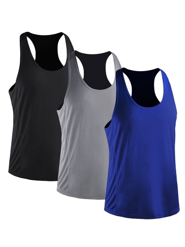 3er-Pack Herren A-Shirt Tank Tops Schnell trocknend Sport Gym Workout Fitness Laufen Ärmelloses Unterhemd Solide lose Weste