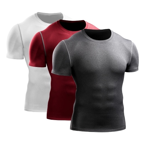 

3-Pack Men’s Sport Shirt Quick-Dry Gym Workout Fitness Running Undershirt O-Neck Solid Bodycon Tops