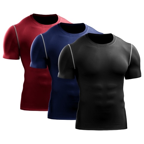 

3-Pack Men’s Sport Shirt Quick-Dry Gym Workout Fitness Running Undershirt O-Neck Solid Bodycon Tops