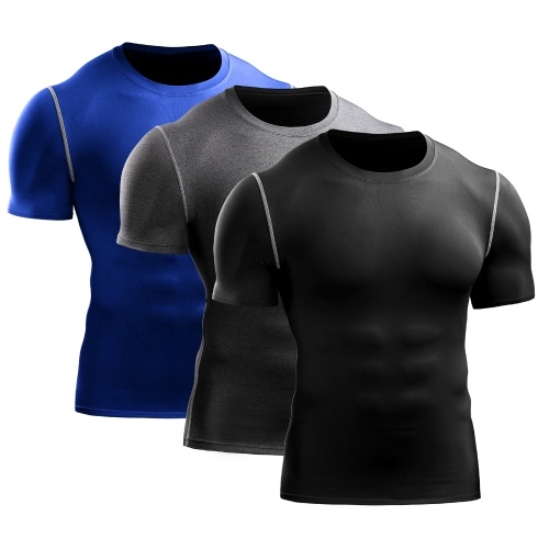 

3-Pack Men’s Sport Shirt Quick-Dry Gym Workout Fitness Running Undershirt O-Neck Solid Bodycon Tops