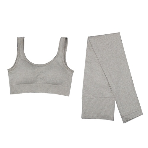 Fato de treino feminino de ioga Fato de treino desportivo conjuntos de calças de ioga super elásticas sem costura Sutiãs desportivos recorte de cima leggings de ioga de cintura alta para treino de ginástica para correr