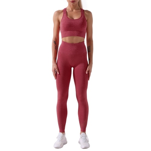 

Women Sport Bra and Leggings Set Cycling Yoga Pants Hollow Out Racer Back High Waist for Gym Home Streets 2Pcs