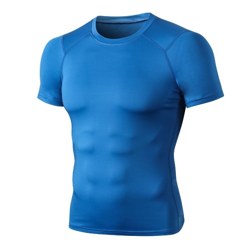 

Men Sport T-Shirt Quick Dry Elastic Slim Tops O-Neck Short Sleeves Running Gym Fitness