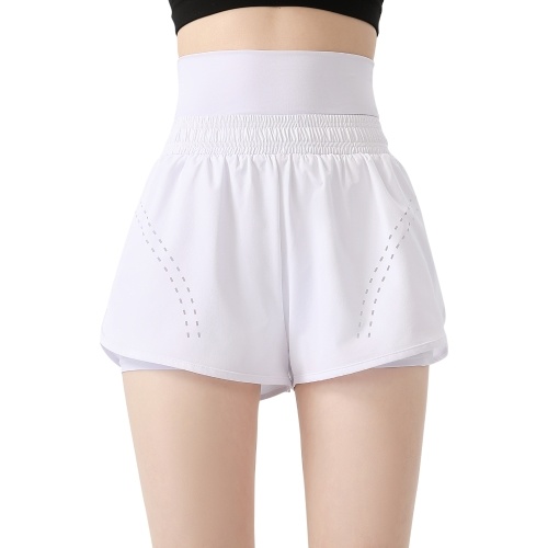 

2 in 1 Women Sport Shorts Hollow Out Quick Dry High Waist Fitness Gym Workout Yoga Short Pants