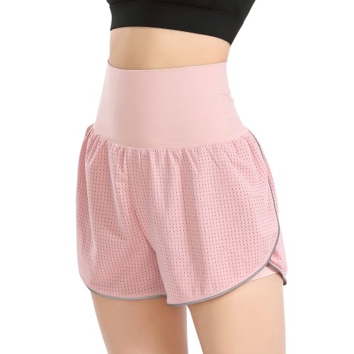 

Women 2-in-1 Yoga Shorts High Waist Wide Waistband Breathable Fabric Running Dancing Fitness Sports Shorts