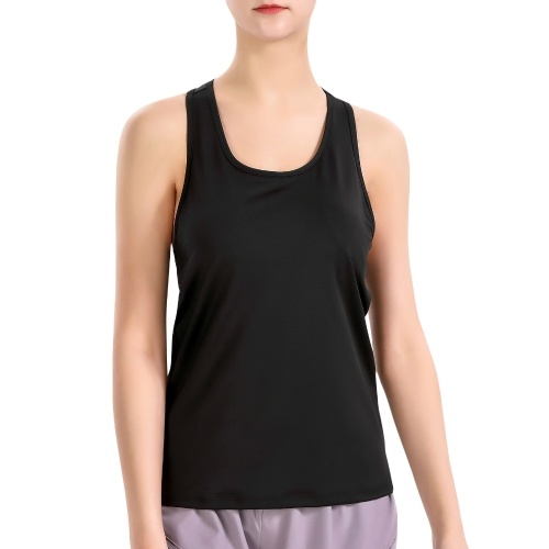 

Women 2-in-1 Bra Tank Tops Removable Pads Hollow Out Racer Back Yoga Running Workout Gym Sport Active Vest Sportswear