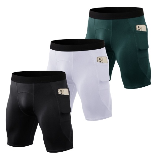 

Men Sport Shorts 3 Pairs Pack Side Pockets Quick Dry Performance Sports Tights Shorts for Running Workout