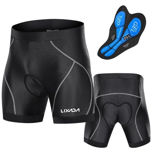 Lixada Men Bike Padded Shorts mit rutschfesten Beingriffen Radfahren 3D gepolsterte Unterwäsche Fahrradpolsterung Reitshorts Biking Unterwäsche Shorts