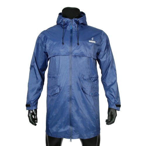 

Men Long Waterproof Windproof Hooded Rain Jacket MTB Bicycle Cycling Rain Jacket Outdoor Sport Running Camping Raincoat