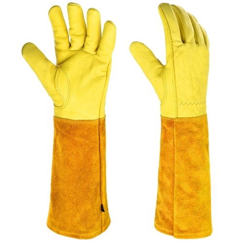 

Extra Long Welding Gloves Heat Resistant Leather Gloves Thorn-proof Garden Gloves Work Gloves for Fireplace Stove Oven Grill BBQ Gardening