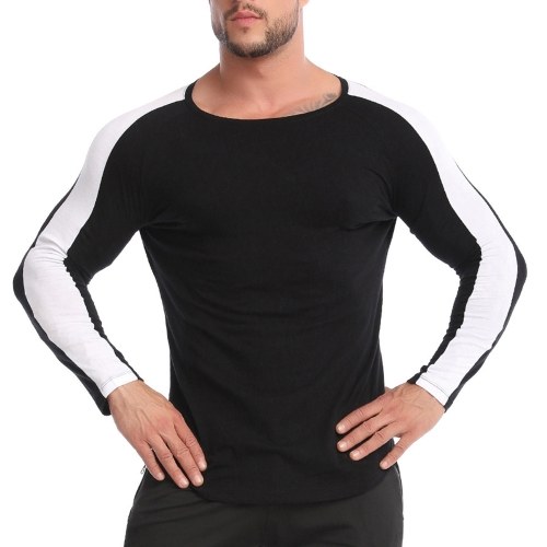 

Men Long Sleeve T-shirt O Neck Splicing Plus Size Fitness Sport Shirts