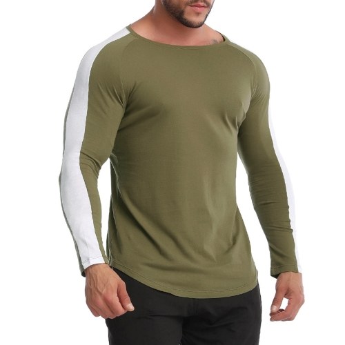 

Men Long Sleeve T-shirt O Neck Splicing Plus Size Fitness Sport Shirts