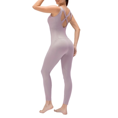 

Women Yoga Jumpsuit with Pockets Sleeveless Leggings Open Back Fitness Workout Bodysuit Rompers