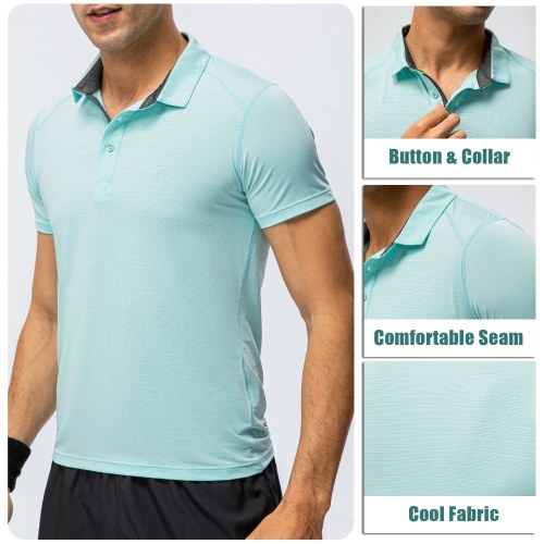 

Men Women Sport Shirt Short Sleeve Buttoned Collar T-shirts for Tennis Golf Running