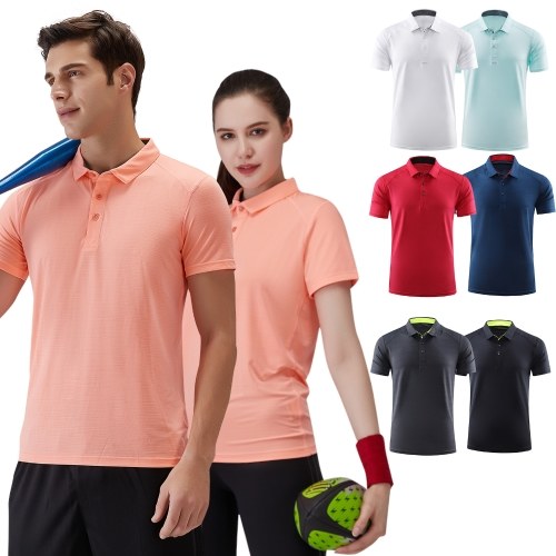 

Men Women Sport Shirt Short Sleeve Buttoned Collar T-shirts for Tennis Golf Running