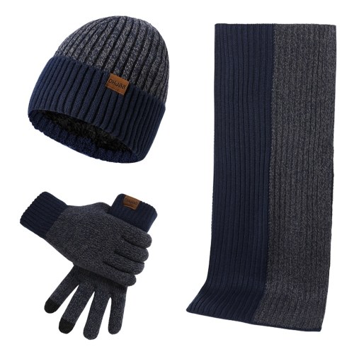 Winter Scarf Hat Gloves Set Thick Warm Beanie Hat Cap Mitten Scarf Touch Screen Gloves Thermal Windproof Neck Warmer Cold Weather Hand Warmers for Driving Running Cycling Cold Weather