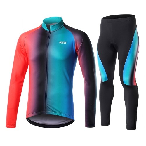 

Men Long Sleeve Cycling Jersey Set Fleece Lined Winter Warm Mountain Bike Road Bicycle Shirt with Padded Pants Bike Jacket Outfit