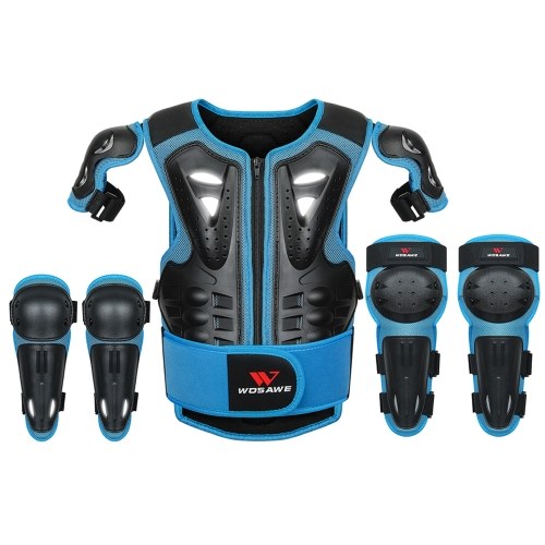 

Kids Armor Vest Chest Spine Back Protector Vest with Elbow Knee Protector Pads Protective Gear Set for Cycling Skating Skiing Skateboarding