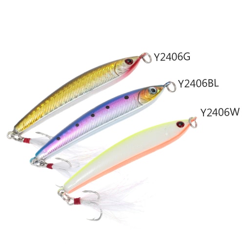 

8.5cm 14g Sinking Pencil Lure Hard Bait Artificial Fishing Lure with Treble Hook Feather
