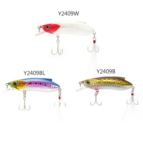 

8cm 15g Minow Fishing Lure Hard Bait with Treble Hooks Large Tongue Plate Feather