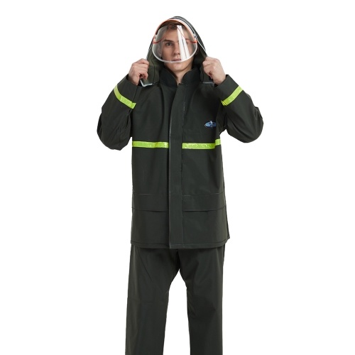 

Outdoor Rain Snow Resistant Coat Adult Thicken PVC Jacket Pant Waterproof Suit with Hood and Mask for Outdoor Cycling Farm Work Fishing