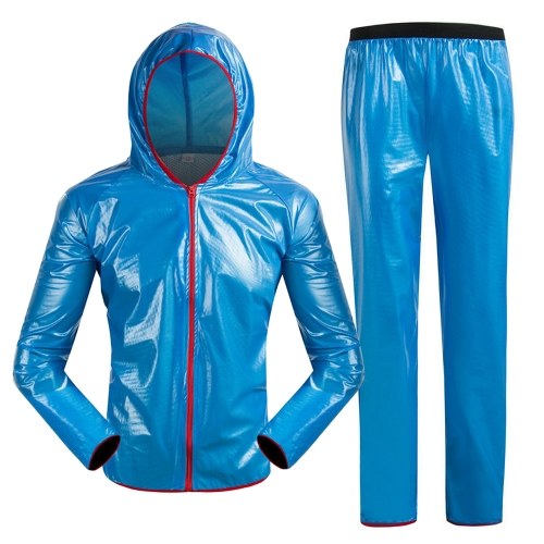 Waterproof Raincoat Pants Set Women Men Reflective Waterproof Hooded Suit for Cycling Riding Camping