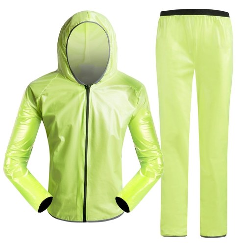 

Waterproof Raincoat Pants Set Women Men Reflective Waterproof Hooded Suit for Cycling Riding Camping