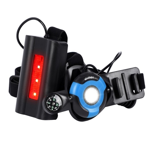 Lumières de nuit en plein air Lampe de poitrine rechargeable USB Lampe d'avertissement de sécurité à LED avec boussole Boucle de caméra 3 modes d'éclairage pour le camping Randonnée Course à pied Jogging Marche Aventure en plein air