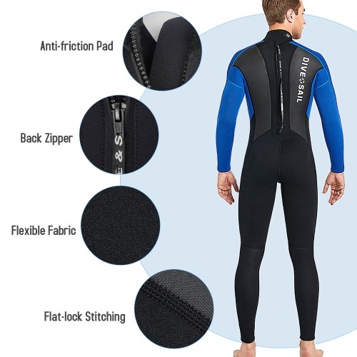 3mm Men Neoprene Wetsuit Full Body Diving Suit for Snorkeling Scuba Surfing